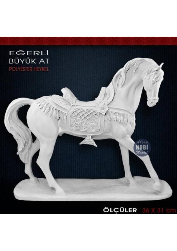 Eğerli Büyük At Heykeli (36x31 cm) Ham Polyester - 1
