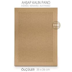 Eğimli Kenarlı Kalın A4 Duvar Pano (35x26 cm) Ham Ahşap - Tual Hobi Craft İst