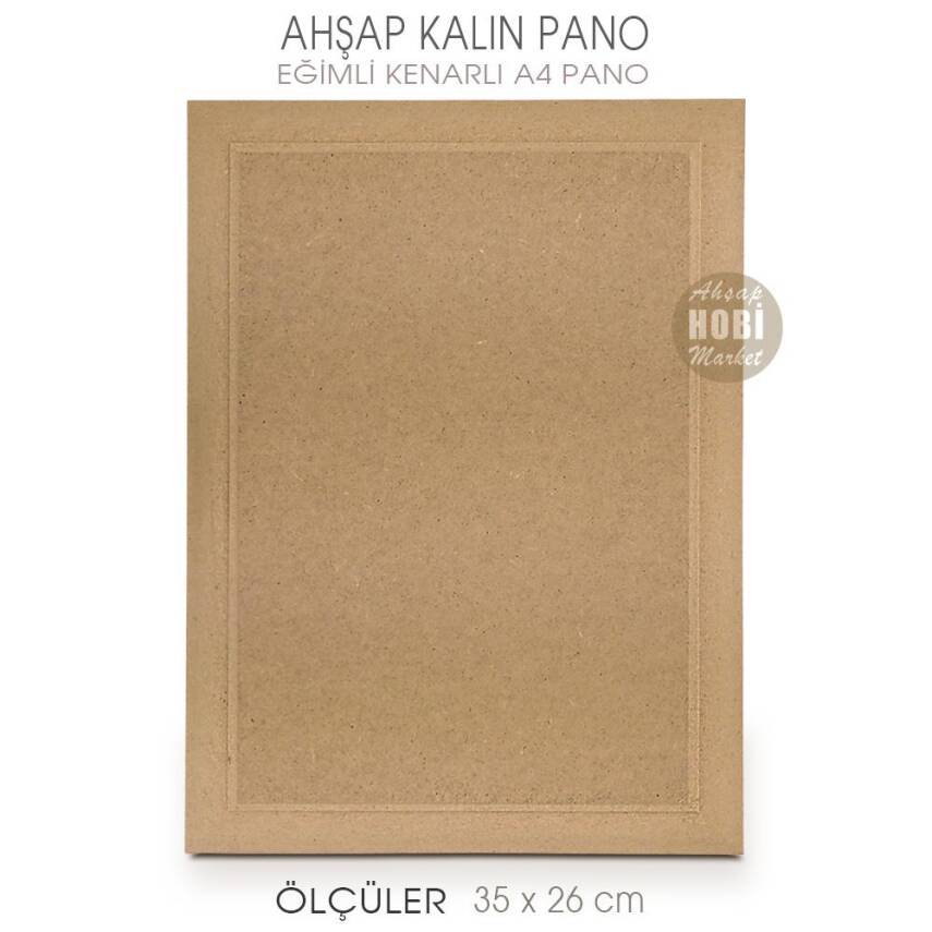 Eğimli Kenarlı Kalın A4 Duvar Pano (35x26 cm) Ham Ahşap - 1