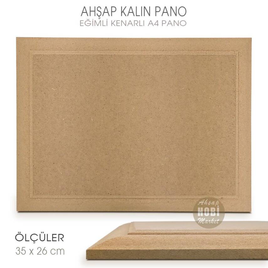 Eğimli Kenarlı Kalın A4 Duvar Pano (35x26 cm) Ham Ahşap - 2