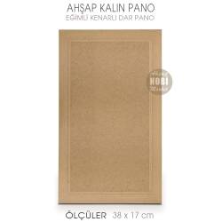 Eğimli Kenarlı Kalın Dar Duvar Pano (38x17 cm) Ham Ahşap - Tual Hobi Craft İst