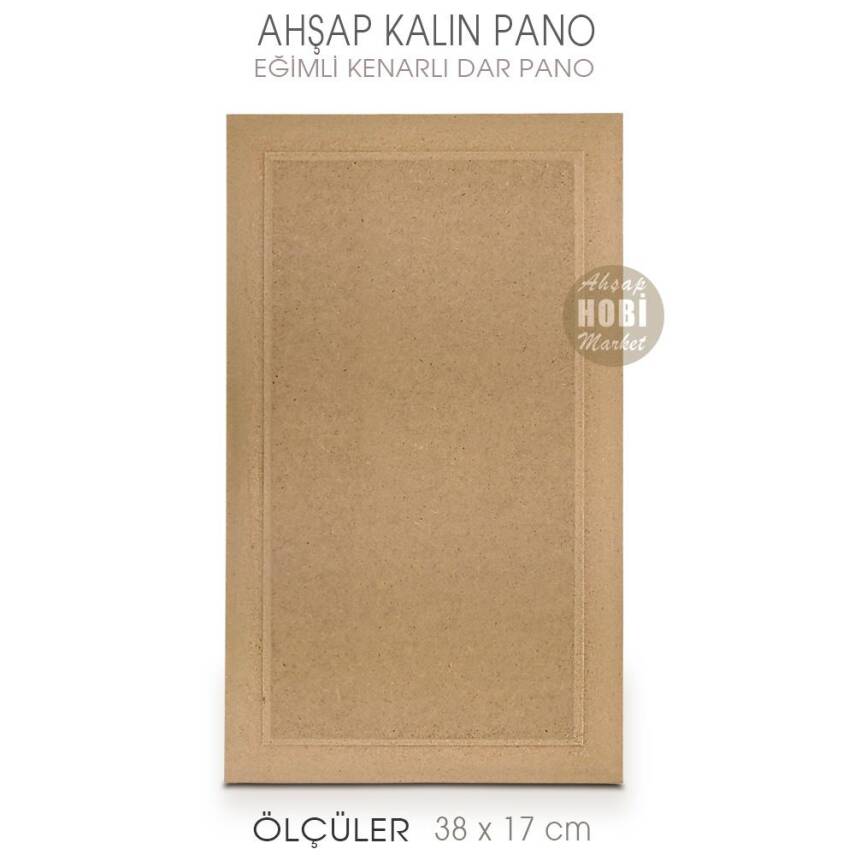 Eğimli Kenarlı Kalın Dar Duvar Pano (38x17 cm) Ham Ahşap - 1