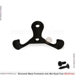 Ekonomik Portmanto Askısı Metal (50x27 mm) Mat Siyah - Tual Hobi Sanat