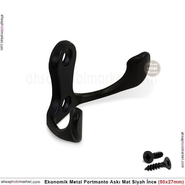 Ekonomik Portmanto Askısı Metal (50x27 mm) Mat Siyah - 2