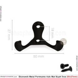 Ekonomik Portmanto Askısı Metal (50x27 mm) Mat Siyah - 3