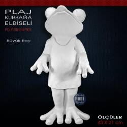 Elbiseli Plaj Kurbağası Heykeli (43x21 cm) Ham Polyester - Tual Hobi Sanat