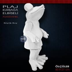 Elbiseli Plaj Kurbağası Heykeli (43x21 cm) Ham Polyester - Tual Hobi Sanat (1)