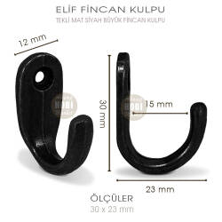 Elif Tekli Fincan Askısı Büyük Boy (30x23 mm) Mat Siyah - Tual Hobi Sanat (1)