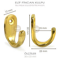 Elif Tekli Fincan Askısı Büyük Boy (30x23 mm) Parlak Gold - Tual Hobi Sanat (1)