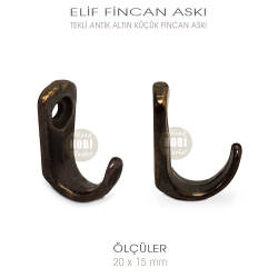 Elif Tekli Fincan Askısı Küçük Boy (20x15 mm) Antik Altın - Tual Hobi Sanat