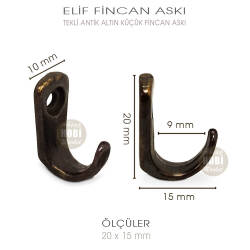 Elif Tekli Fincan Askısı Küçük Boy (20x15 mm) Antik Altın - Tual Hobi Sanat (1)