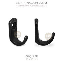 Elif Tekli Fincan Askısı Küçük Boy (20x15 mm) Mat Siyah - Tual Hobi Sanat