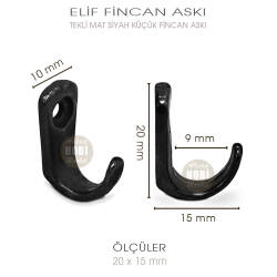 Elif Tekli Fincan Askısı Küçük Boy (20x15 mm) Mat Siyah - Tual Hobi Sanat (1)