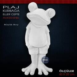 Eller Cepte Plaj Kurbağası Heykeli (43X20 cm) Ham Polyester - Tual Hobi Sanat