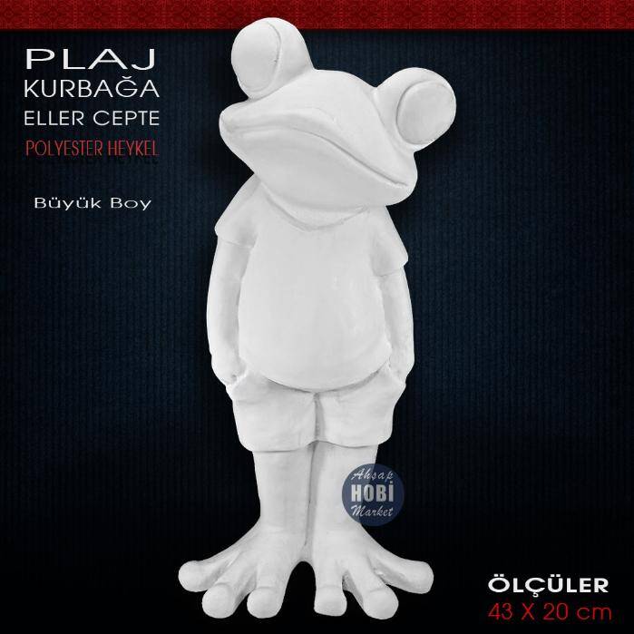 Eller Cepte Plaj Kurbağası Heykeli (43X20 cm) Ham Polyester - 1