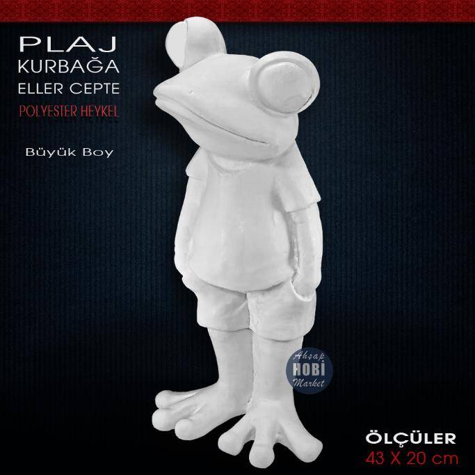 Eller Cepte Plaj Kurbağası Heykeli (43X20 cm) Ham Polyester - 2