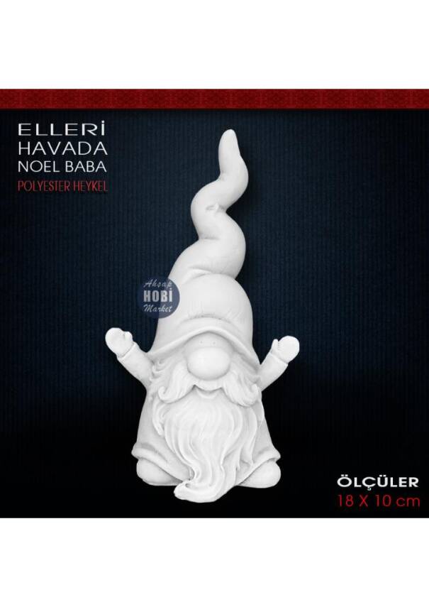 Elleri Havada Noel Baba Biblo (18x10 cm) Ham Polyester - 1