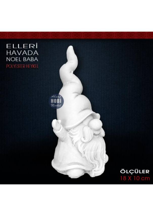 Elleri Havada Noel Baba Biblo (18x10 cm) Ham Polyester - 2