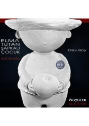 Elma Tutan Şapkalı Çocuk Heykeli Dev Boy (63x29 cm) Ham Polyester - Tual Hobi Sanat (1)