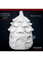 Enginar Çilek Ev Heykeli (34x24 cm) Ham Polyester - Tual Hobi Sanat