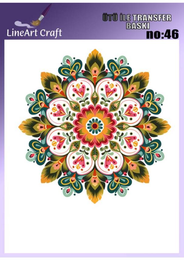 Etnik Mandala Desenli Kumaş Transfer Kağıdı LNT-K046 (20x20 cm) - 1