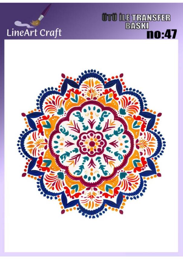 Etnik Mandala Desenli Kumaş Transfer Kağıdı LNT-K047 (20x20 cm) - 1