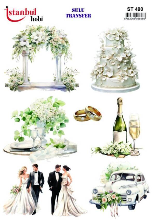 Evlilik Temalı Sulu Transfer Kağıdı STI-490 - 1