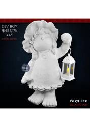 Fener Tutan Kız Heykeli Dev Boy (47x29 cm) Ham Polyester - Tual Hobi Sanat