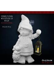 Fener Tutan Kuzulu Kız Heykeli (43x26 cm) Ham Polyester - Tual Hobi Sanat