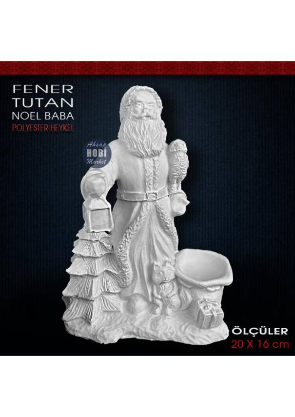 Fener Tutan Noel Baba Biblo (20x14 cm) Ham Polyester - 1