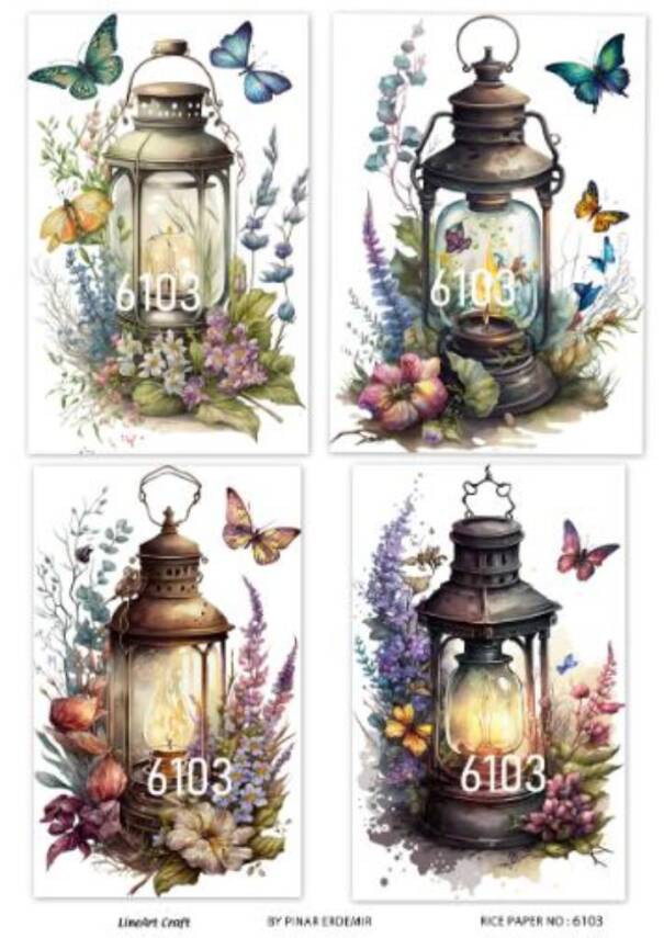 Fener ve Kelebek Desenli Pirinç Dekopaj Model : 6103 - 1
