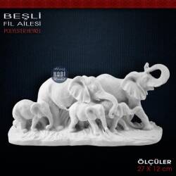 Fil Ailesi Biblo 5'li Model (27x12 cm) Ham Polyester - Tual Hobi Sanat