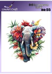 Fil ve Çiçek Desenli Kumaş Transfer Kağıdı LNT-K055 (20x20 cm) - Line Art