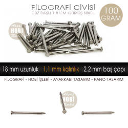 Filografi Çivisi Düz Başlı Gümüş Nikel (18 mm) 100 Gram - Tual Hobi Sanat