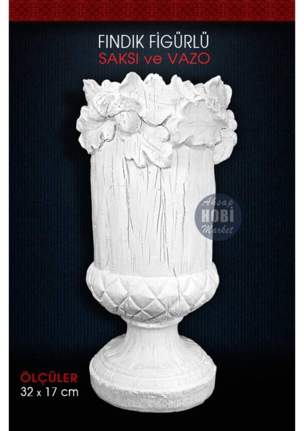 Fındıklı Vazo Ham Polyester (32x17cm) Fındık ve Yaprak Figürlü - 1