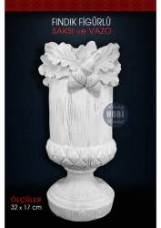 Fındıklı Vazo Ham Polyester (32x17cm) Fındık ve Yaprak Figürlü - Tual Hobi Sanat (1)