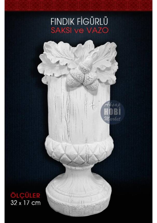Fındıklı Vazo Ham Polyester (32x17cm) Fındık ve Yaprak Figürlü - 2