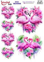 Flamingo Desenli Sulu Transfer Kağıdı STI-169 - Tual Hobi Craft İst