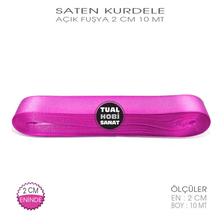 Fuşya Renkli Saten Kurdele (Genişlik 2 cm) 10 Metre - Kopya - 2