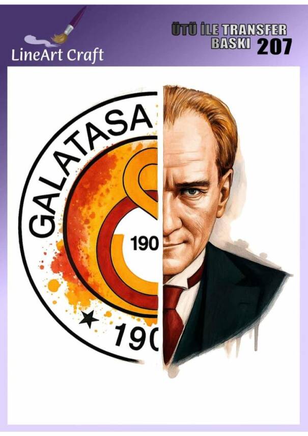 Galatasaray Atatürk Desenli Kumaş Transfer Kağıdı LNT-K207 (20x20 cm) - 1