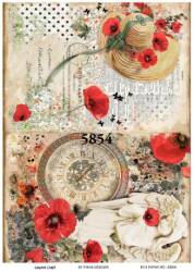 Gelincik Desenli Pirinç Dekopaj Model : 5854 - Line Art