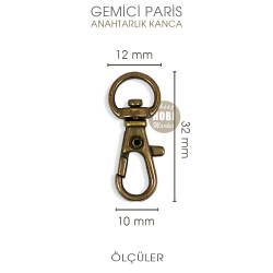 Gemici Paris Kanca Antik (10x32 mm) Anahtarlık Kancası - Tual Hobi Sanat (1)