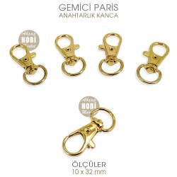 Gemici Paris Kanca Gold (10x32 mm) Anahtarlık Kancası - Tual Hobi Sanat