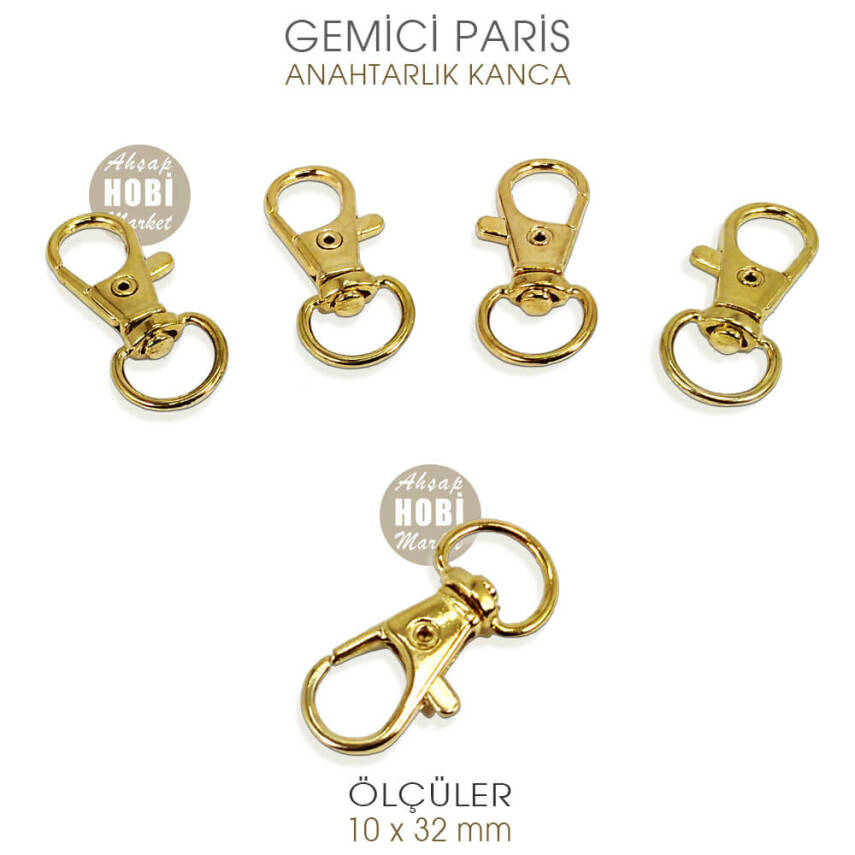 Gemici Paris Kanca Gold (10x32 mm) Anahtarlık Kancası - 1