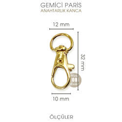 Gemici Paris Kanca Gold (10x32 mm) Anahtarlık Kancası - Tual Hobi Sanat (1)