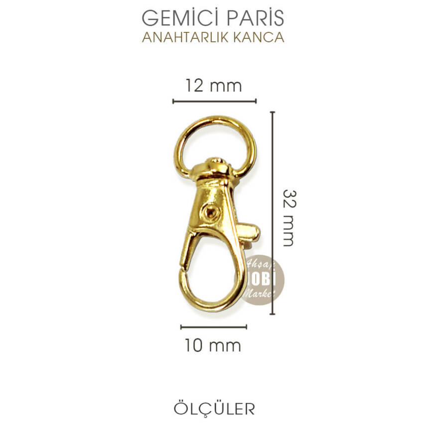 Gemici Paris Kanca Gold (10x32 mm) Anahtarlık Kancası - 2