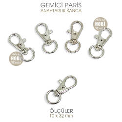 Gemici Paris Kanca Gümüş (10x32 mm) Anahtarlık Kancası - Tual Hobi Sanat