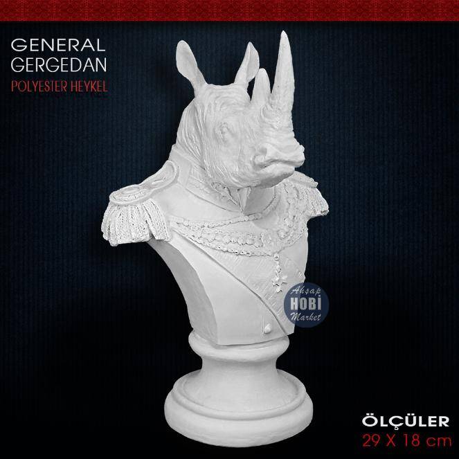 General Gergedan Biblo Heykel (29x18 cm) Ham Polyester - 1