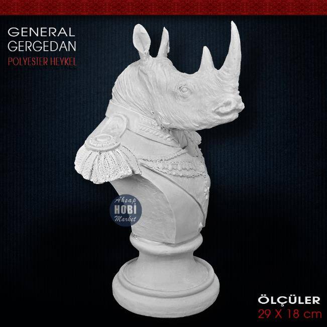 General Gergedan Biblo Heykel (29x18 cm) Ham Polyester - 2