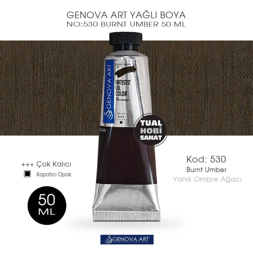 Genova Art 530 Burnt Umber (Yanık Ombre Ağacı) Yağlı Boya 50 ml - 1